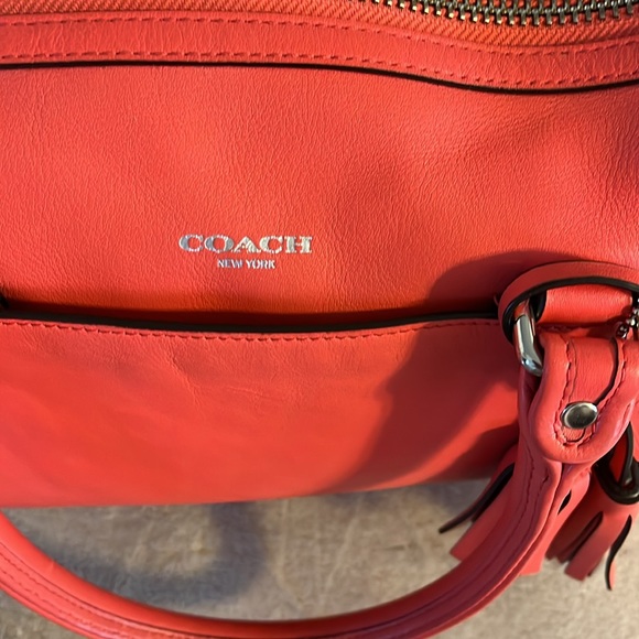 COACH LEGACY HALEY SATCHEL SILVER/BRIGHT CORAL #23574 - Picture 8 of 9